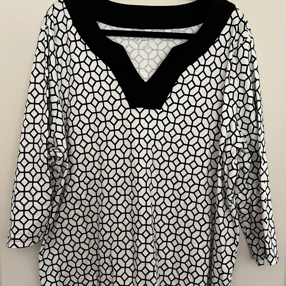 Kim Rogers Soft V Neck Shirt with 3/4 Sleeves